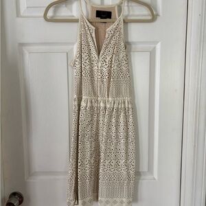Leather Cream Sleeveless Dress